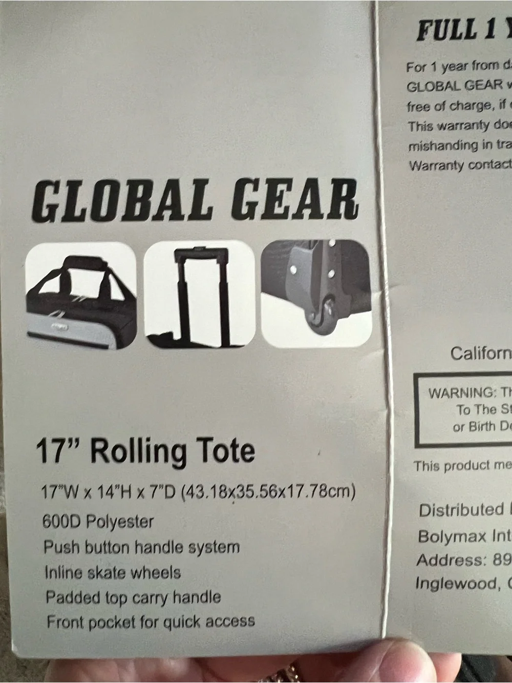 Global Gear Black and Gray Travel Under Seat Carry-On Suitcase